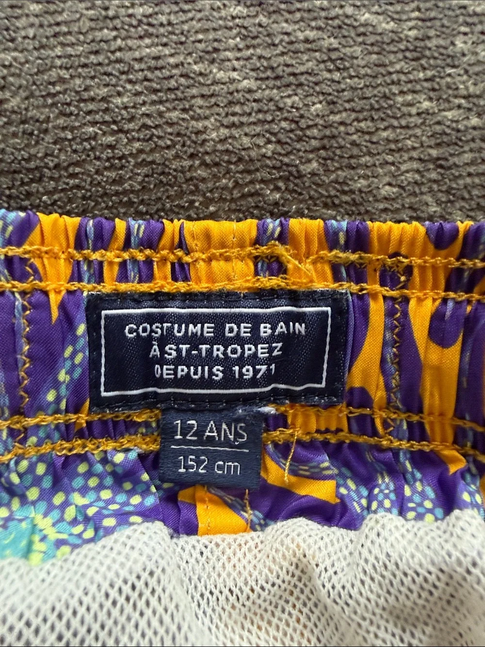 Kids Vilebrequin Yellow & Purple Floral Swim Trunks- runs small European line